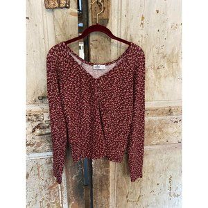 HOLLISTER RED FLORAL TOP US Large WOMEN